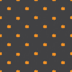 Fototapeta na wymiar Seamless pattern with autumn maple leaves. Orange leaves on dark background. Vector illustration