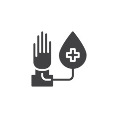Obraz premium Blood transfusion vector icon. filled flat sign for mobile concept and web design. Blood donation simple solid icon. Symbol, logo illustration. Pixel perfect vector graphics