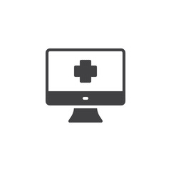 Medical Monitor vector icon. filled flat sign for mobile concept and web design. Online Aid simple solid icon. Symbol, logo illustration. Pixel perfect vector graphics