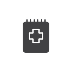 Medical notepad vector icon. filled flat sign for mobile concept and web design. medical report simple solid icon. Symbol, logo illustration. Pixel perfect vector graphics