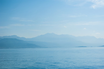 Beautiful sea landscape with mountains in background