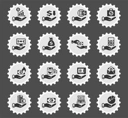 hand and money icon set