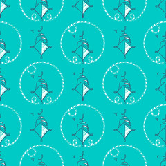 Naklejka premium Seamless pattern from sailing elements. Pattern, abstract background, wallpaper. Nautical collection, marine travel icons.