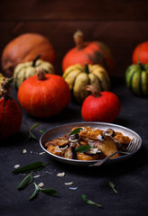 Pumpkin gnocci with wild mushroom..style rustic.