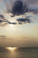 Boat over Sunset in Aberystwyth