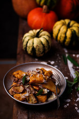 Pumpkin gnocci with wild mushroom..style rustic.