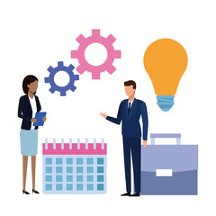 Business partners brainstorming cartoon
