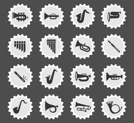 wind instruments icon set