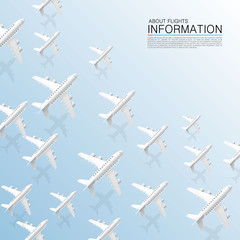 Aircraft many plane on the blue background. Vector illustration