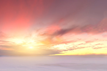 Majestic summer sunset over the Chudskoy lake