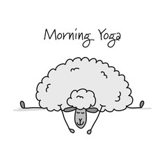 Funny sheep doing yoga, sketch for your design