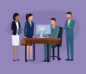 Business colleagues in a meeting discuss work