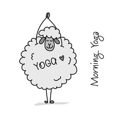 Funny sheep doing yoga, sketch for your design