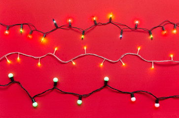 Christmas light bulbs and led lights on string in multi colours; warm white, blue, yellow, green,...