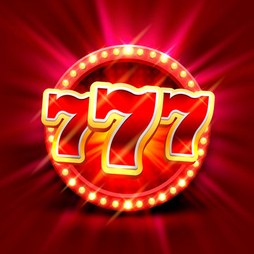 Big win slots 777 banner casino on the red background. Vector illustration 