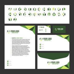 Corporate Stationary Template Design with Logo Inside (Business Card, Letterhead, Envelope)
