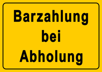 ms15 MarkierungSchild - A2 Poster - Warnzeichen: Barzahlung bei Abholung (Keine Kartenzahlung) - Vorlage / Muster - DIN A2 A3 A4 A5 Plakat - xxl g6680
