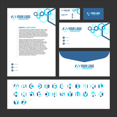Corporate Stationary Template Design with Logo Inside (Business Card, Letterhead, Envelope)