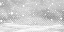 Falling Christmas Shining transparent beautiful, little snow with snowdrifts isolated on transparent background. Snowflakes, snow background. Heavy snowfall, snowflakes in different shapes and forms.