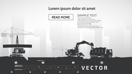 Obraz premium Excavator, truck and pipelayer, heavy construction equipment.