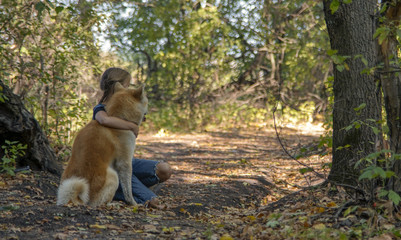 girl and dog