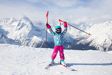 little girl  in ski resort