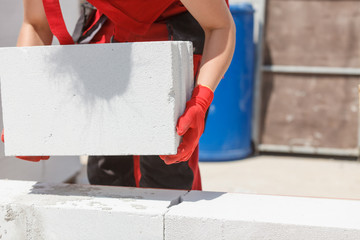 Woman working with airbricks