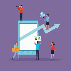 Business colleagues doing presentation cartoon