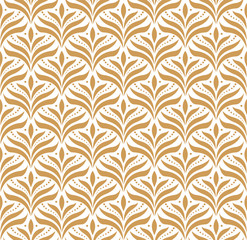 Fototapeta na wymiar Vector floral abstract arabesque seamless pattern. Geometric classic background. Vintage art deco texture.