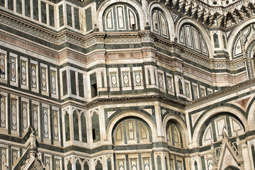 Part of Cattedrale di Santa Maria del Fiore or Florence Cathedral (Il Duomo di Firenze), a famous UNESCO World Heritage Site and a major tourist attraction of Tuscany Italy