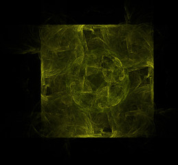 Yellow green abstract fractal backdrop. Fantasy fractal texture. Digital art. 3D rendering.Computer generated image.