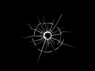 Shattered glass with hole illustration vector on black background