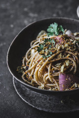Pasta with curried breadcrumbs