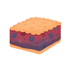 Fruit dessert pie vector icon in cartoon style. Sweet bakery product, berry cake vector illustration.