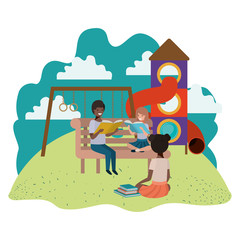 group of people in playground avatar character