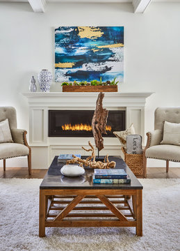 living room with fireplace