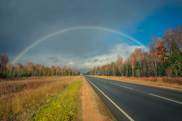 Rainbow over the road