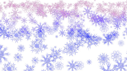 Abstract background with a variety of colorful snowflakes. Big and small.
