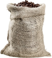 Canvas Sack of Coffee Beans - Isolated