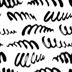 Seamless pattern with swirled lines. Freehand vector brush strokes.