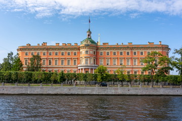 Fototapeta na wymiar Saint Michael's Castle (Mikhailovsky Castle or Engineers' Castle) along Fontanka river, St. Petersburg, Russia