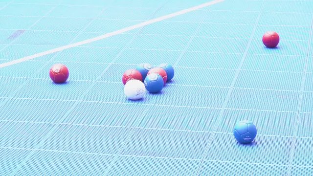 Paralympic boccia game close up