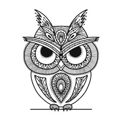 Ornate owl, zenart for your design