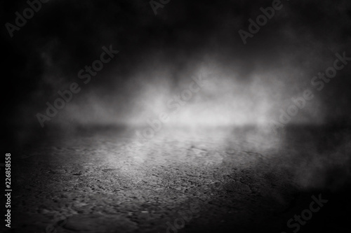 Background Of An Empty Dark Room Empty Walls Lights Smoke