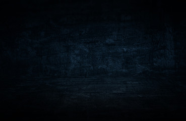 Background of an empty dark room. Empty walls, lights, smoke, glow, rays