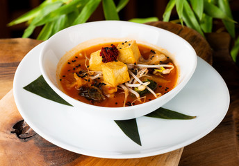Traditional Korean Kimchi soup with Tofu