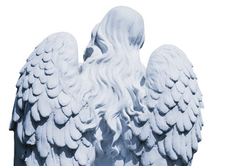 Death. Angel. Ancient sculpture isolated on white. (pain, fear, future, the end concept)