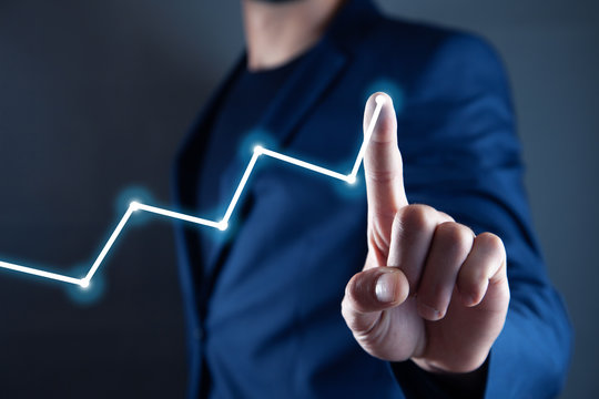 man touching virtual screen