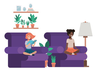 young women in the livingroom avatar character