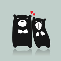 Funny bears family, sketch for your design